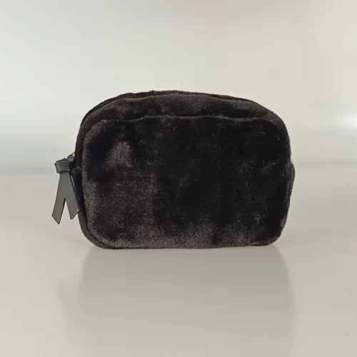 Black Plush Fashion Cosmetic Bag