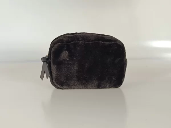 Black Plush Fashion Cosmetic Bag