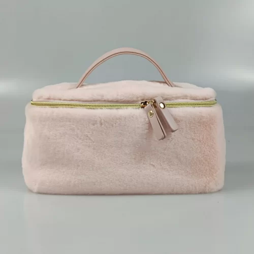 Pink Plush Travel Cosmetic Bag