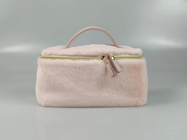 Pink Plush Travel Cosmetic Bag