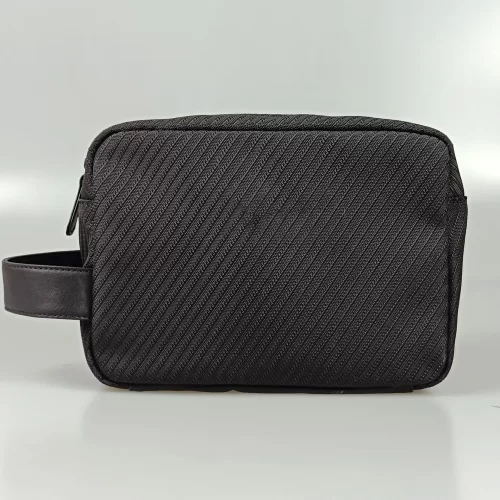 Black Soft Leather Toiletry Bag