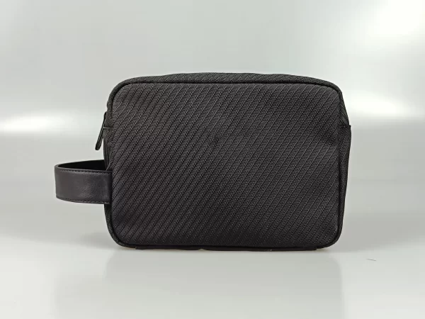 Black Soft Leather Toiletry Bag