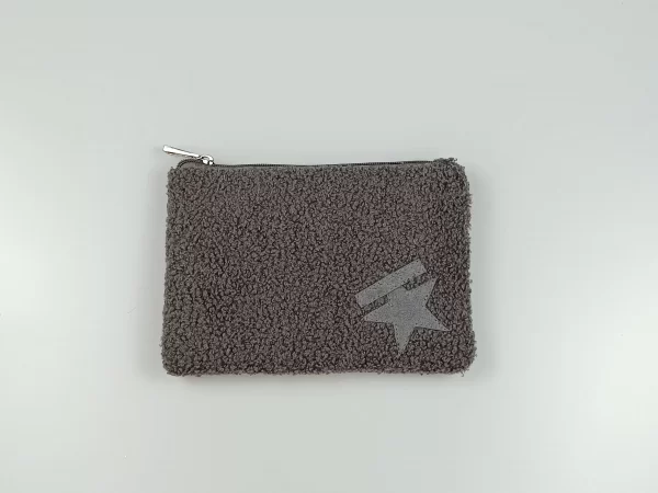 Gray Velvet Pouch Bag