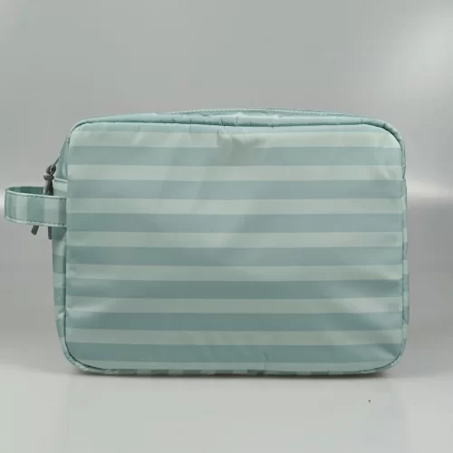 Turquoise Striped Large Capacity Cosmetic Bag