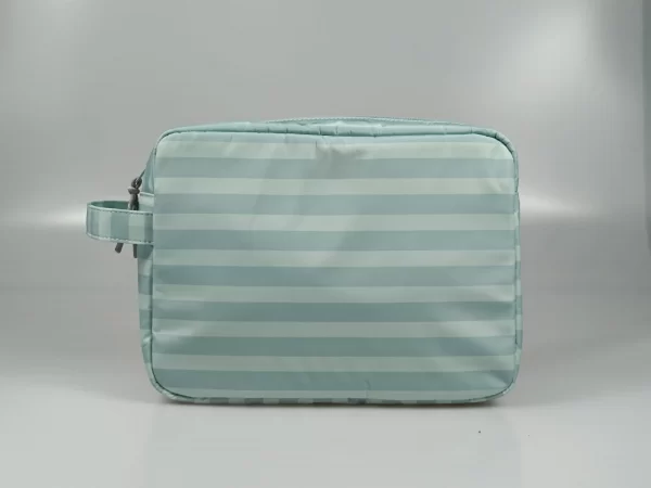 Turquoise Striped Large Capacity Cosmetic Bag