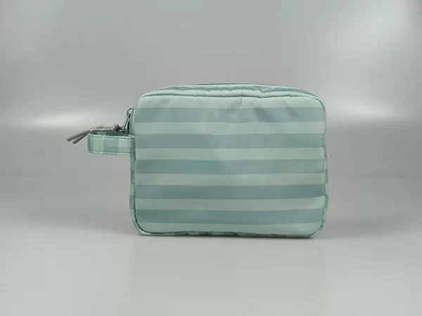 Turquoise Striped Cosmetic Bag