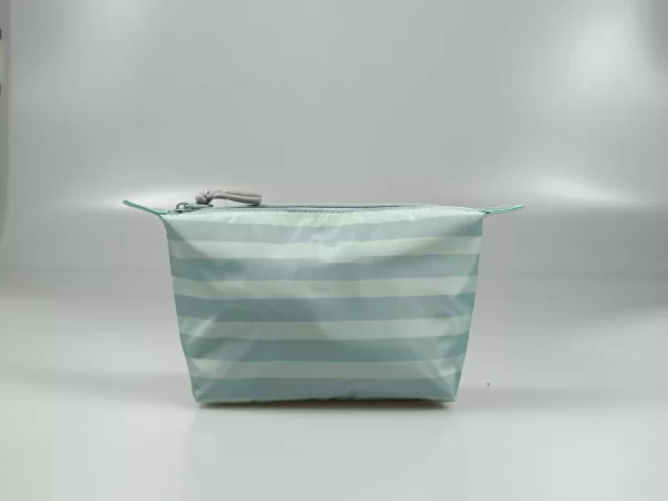 Light Green Striped Waterproof Cosmetic Bag