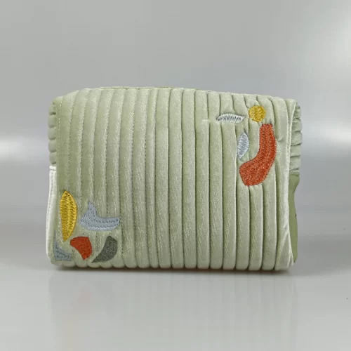 Velvet Embroidered Clutch Cosmetic Bag