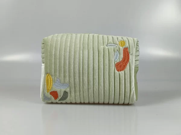 Velvet Embroidered Clutch Cosmetic Bag