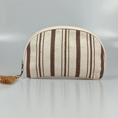 Canvas Striped Cosmetic Bag