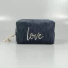 Blue Corduroy Cosmetic Bag