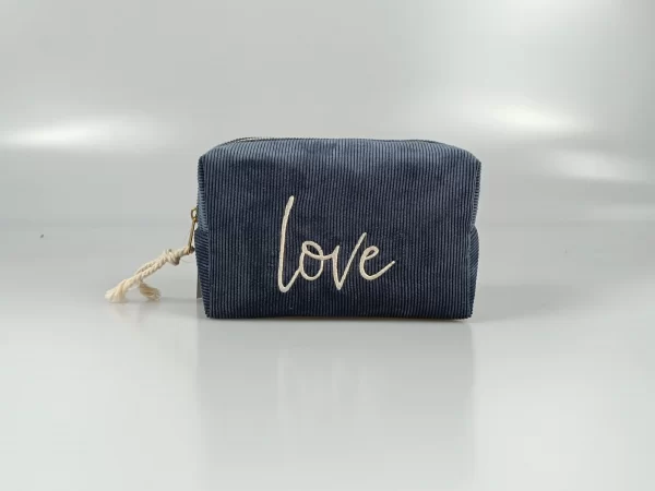 Blue Corduroy Cosmetic Bag